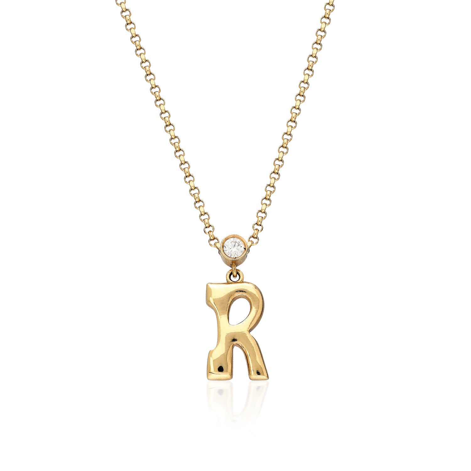 "Sanse" Small Letter and Diamond Necklace